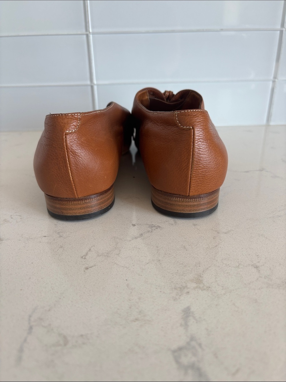 Ron White Women's Tan Leather Tassel Loafers - Picture 7 of 9